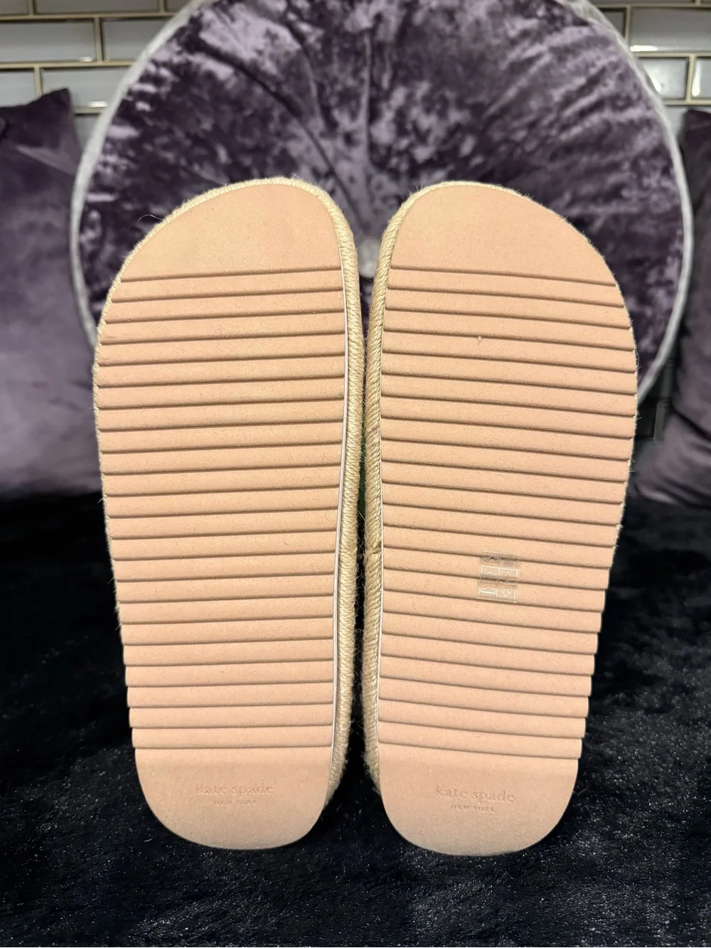 Kate Spade Cream Cross-Strap Espadrille Platform Slide Sandals Size 7.5